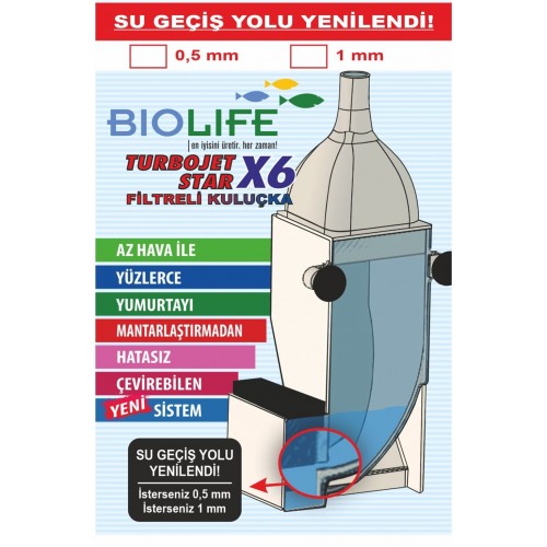 Biolife Turbo FX6 Filtreli Kuluçka Makinesi Beyaz 0.5 Mm