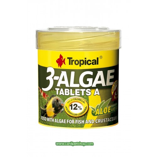 Tropical 3 Algae Tablet A 50ml 36gr Tropical Balıklar İçin Ve Karides İçin Yapışan Tablet yem